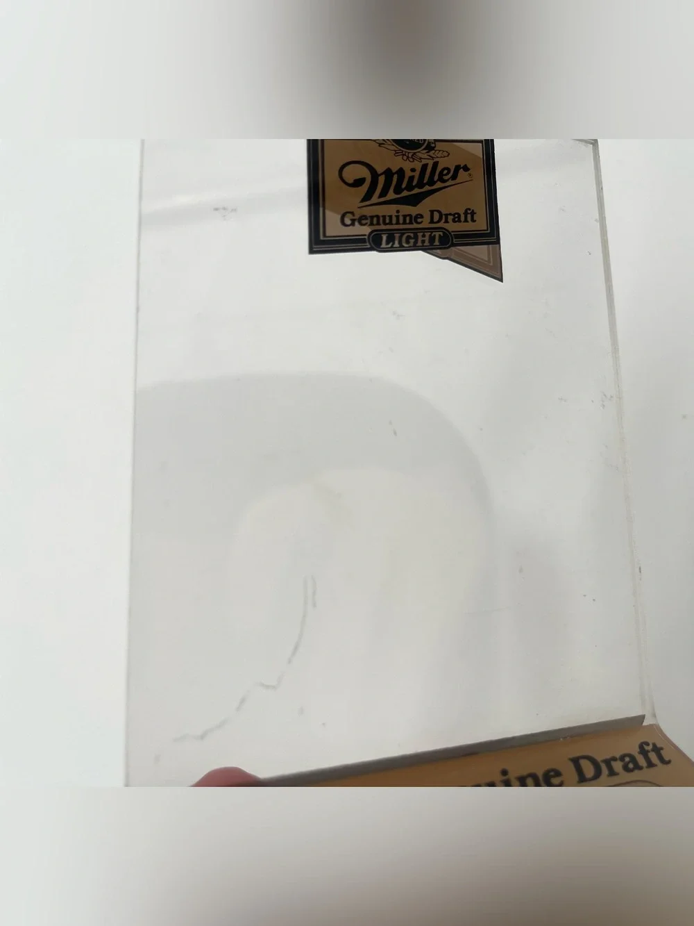 Miller Genuine Draft Light Beer Table Tent Menu Bar Display Acrylic Holder Sign